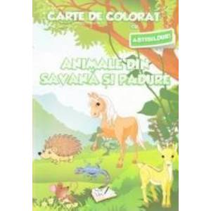 Animale din savana si padure - Carte de colorat cu abtibilduri imagine