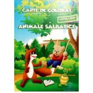 Carte de colorat cu abtibilduri - Animale salbatice imagine