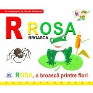 R de la Rosa Broasca - Rosa o broasca printre flori necartonat imagine