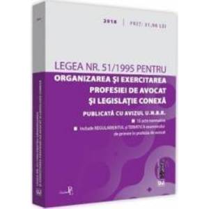 Legea nr.51 din 1995 pentru organizarea si exercitarea profesiei de avocat si legislatie conexa ed.2 imagine