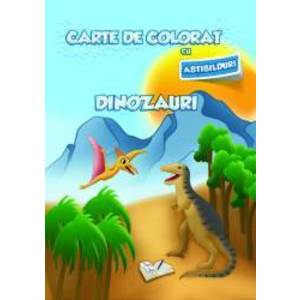 Carte de colorat cu abtibilduri - Dinozauri imagine