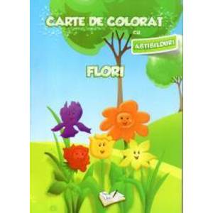 Carte de colorat cu abtibilduri - Flori imagine