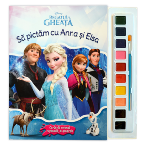 Regatul de gheață. Să pictăm cu Anna si Elsa. Carte de colorat cu pensulă și acuarele imagine