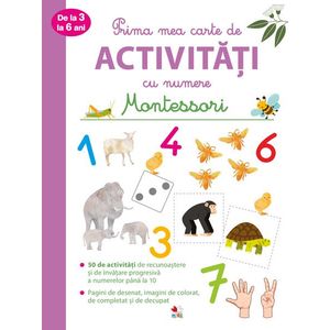 Prima mea carte de activitati cu numere de la 3 la 6 ani. Montessori. | imagine