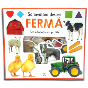 Să învățăm despre fermă. Set educativ cu puzzle imagine