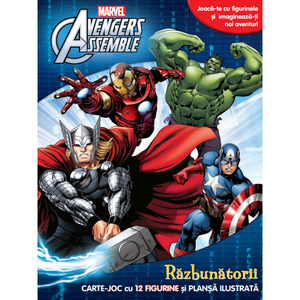Marvel. Avengers Assemble. Răzbunătorii. Carte de joc cu 12 figurine și planșă ilustrată imagine