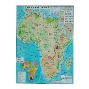 Africa + Australia - Harta Fizica A3 imagine
