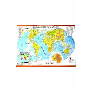 Harta de perete a lumii. Harta Fizica + Harta Politica imagine
