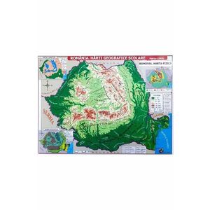 Romania. Harta fizica + harta repartitiei oraselor imagine