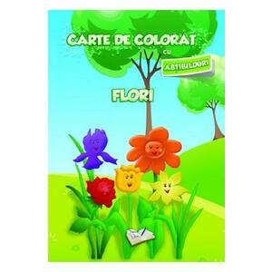 Carte de colorat cu abtibilduri - Flori imagine
