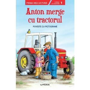 Anton merge cu tractorul. Poveste cu pictograme (Nivelul 1) imagine