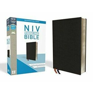 NIV, Thinline Bible, Bonded Leather, Black, Indexed, Red Letter Edition, Hardcover - Zondervan imagine