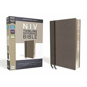 NIV, Thinline Reference Bible, Imitation Leather, Gray, Red Letter Edition, Comfort Print, Hardcover - Zondervan imagine