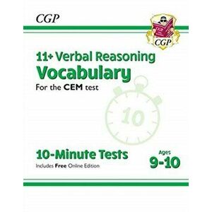 New 11+ CEM 10-Minute Tests: Verbal Reasoning Vocabulary - Ages 9-10 (with Online Edition), Paperback - CGP Books imagine