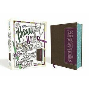 Niv, Beautiful Word Coloring Bible and 8-Pencil Gift Set, Leathersoft, Brown: Hundreds of Verses to Color - Zondervan imagine