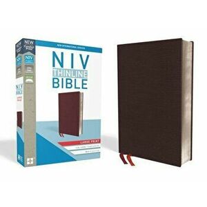 NIV, Thinline Bible, Large Print, Bonded Leather, Burgundy, Red Letter Edition, Hardcover - Zondervan imagine