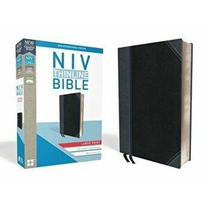NIV, Thinline Bible, Large Print, Imitation Leather, Black/Gray, Red Letter Edition, Hardcover - Zondervan imagine