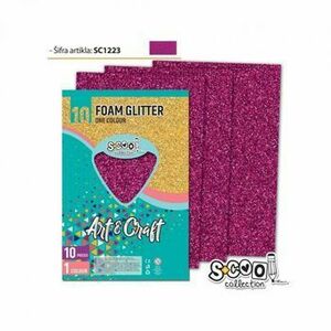 Hartie buretata, glitter, purpuriu, 10 buc/set, 20x30 cm - S-COOL imagine