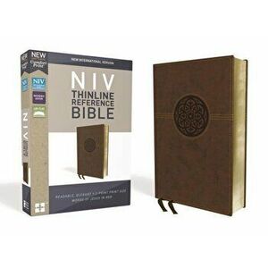 NIV, Thinline Reference Bible, Imitation Leather, Brown, Red Letter Edition, Comfort Print, Hardcover - Zondervan imagine