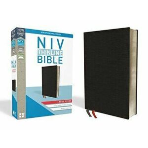 NIV, Thinline Bible, Large Print, Bonded Leather, Black, Indexed, Red Letter Edition, Hardcover - Zondervan imagine