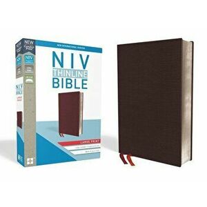 NIV, Thinline Bible, Large Print, Bonded Leather, Burgundy, Indexed, Red Letter Edition, Hardcover - Zondervan imagine