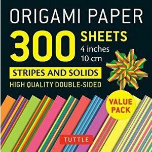 Origami Paper 300 Sheets Stripes and Solids 4' (10 CM): Tuttle Origami Paper: High-Quality Origami Sheets Printed with 12 Different Designs, Paperback imagine