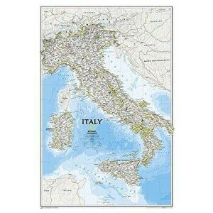National Geographic: Italy Classic Wall Map (23.25 X 34.25 Inches) - National Geographic Maps - Reference imagine