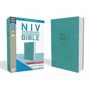 NIV, Value Thinline Bible, Large Print, Imitation Leather, Blue, Hardcover - Zondervan imagine