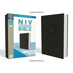NIV, Value Thinline Bible, Imitation Leather, Gray/Black, Hardcover - Zondervan imagine