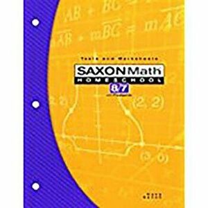 Saxon Math Homeschool 8/7 Tests and Worksheets, Paperback - Saxon Publishers imagine