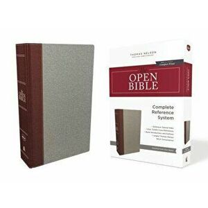 The NKJV, Open Bible, Cloth Over Board, Gray/Red, Red Letter Edition, Comfort Print: Complete Reference System, Hardcover - Thomas Nelson imagine