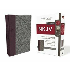 NKJV, Deluxe Reference Bible, Compact Large Print, Imitation Leather, Purple, Red Letter Edition, Comfort Print - Thomas Nelson imagine