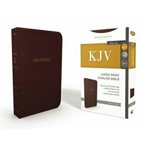 KJV, Thinline Bible, Large Print, Imitation Leather, Burgundy, Red Letter Edition - Thomas Nelson imagine