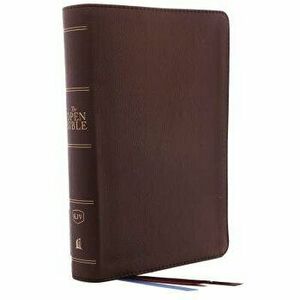The Kjv, Open Bible, Genuine Leather, Brown, Red Letter Edition, Comfort Print: Complete Reference System - Thomas Nelson imagine