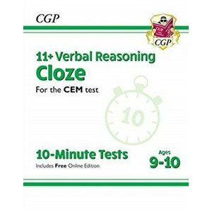 New 11+ CEM 10-Minute Tests: Verbal Reasoning Cloze - Ages 9-10 (with Online Edition), Paperback - CGP Books imagine