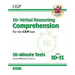 New 11+ CEM 10-Minute Tests: Comprehension - Ages 10-11 Book 2 (with Online Edition), Paperback - *** imagine