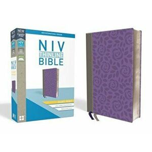 NIV, Thinline Bible, Giant Print, Imitation Leather, Gray/Purple, Red Letter Edition, Hardcover - Zondervan imagine