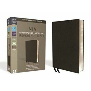 NIV, Personal Size Reference Bible, Large Print, Premium Leather, Black, Red Letter Edition, Comfort Print - Zondervan imagine