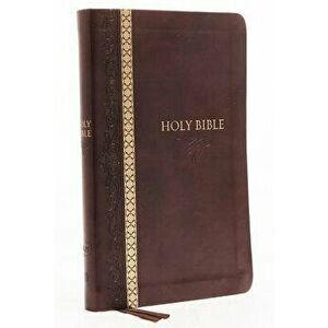 KJV, Thinline Bible, Standard Print, Imitation Leather, Brown, Indexed, Red Letter Edition, Comfort Print - Thomas Nelson imagine