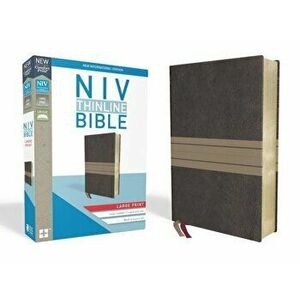 NIV, Thinline Bible, Large Print, Imitation Leather, Brown/Tan, Red Letter Edition - Zondervan imagine