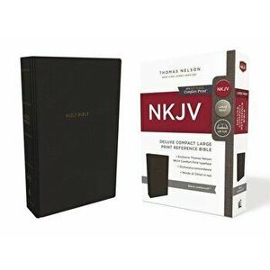NKJV, Deluxe Reference Bible, Compact Large Print, Imitation Leather, Black, Red Letter Edition, Comfort Print - Thomas Nelson imagine
