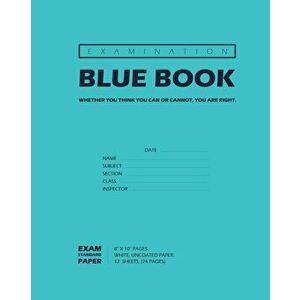 Examination Blue Book, Wide Ruled, 12 Sheets (24 Pages), Blank Lined, Write-in Booklet (Royal Blue), Paperback - Inc imagine