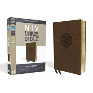 NIV, Thinline Reference Bible, Large Print, Imitation Leather, Brown, Red Letter Edition, Comfort Print - Zondervan imagine