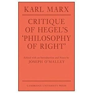Critique of Hegel's 'philosophy of Right', Paperback - Karl Marx imagine