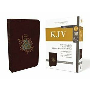 KJV, Deluxe Reference Bible, Personal Size Giant Print, Imitation Leather, Burgundy, Red Letter Edition - Thomas Nelson imagine
