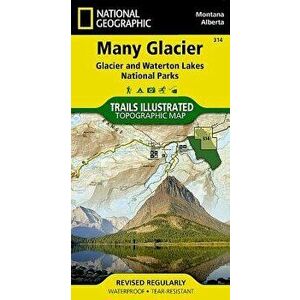 Many Glacier: Glacier and Waterton Lakes National Parks - National Geographic Maps - Trails Illust imagine