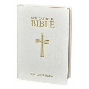 New Catholic Bible--Medium Print (White), Leather - *** imagine