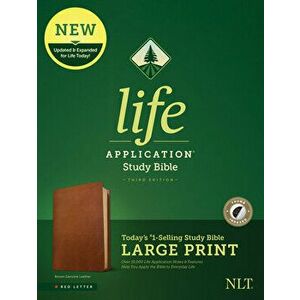 NLT Life Application Study Bible, Third Edition, Large Print (Red Letter, Genuine Leather, Brown, Indexed), Leather - *** imagine