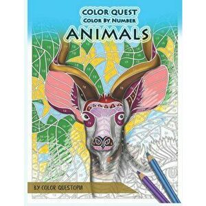 Color Quest Color by Number Animals: Jumbo Adult Coloring Book for Stress Relief, Paperback - Color Questopia imagine
