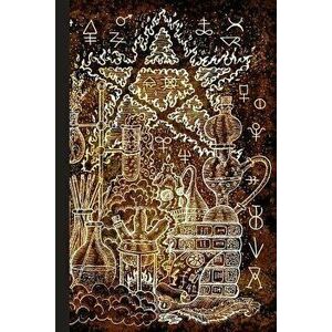 Grimoire Spell Book: Book of Shadows Layout with Cornell Notes for Manifestation Updates - Fiery Pentagram, Paperback - Spiritual Awakening Portal Boo imagine